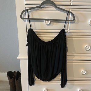 Forever 21 + off the shoulder cinched long sleeve top